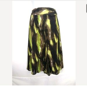 Skirt Green Brown INTRIGUING THREADS A-